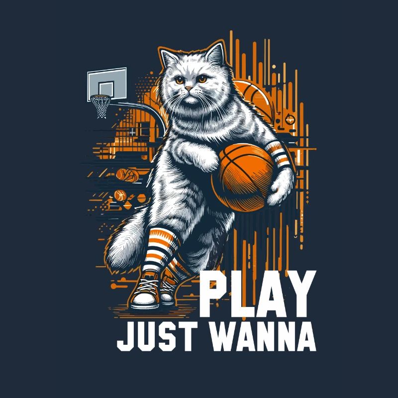 Cadeau de cheveux longs de chat de basket-ball
