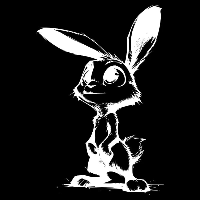 Cute rabbit with big eyes and ears