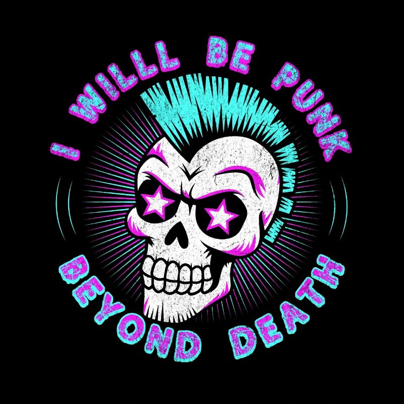 Neon Punk Rock Skull Design - Punk oltre la morte 80