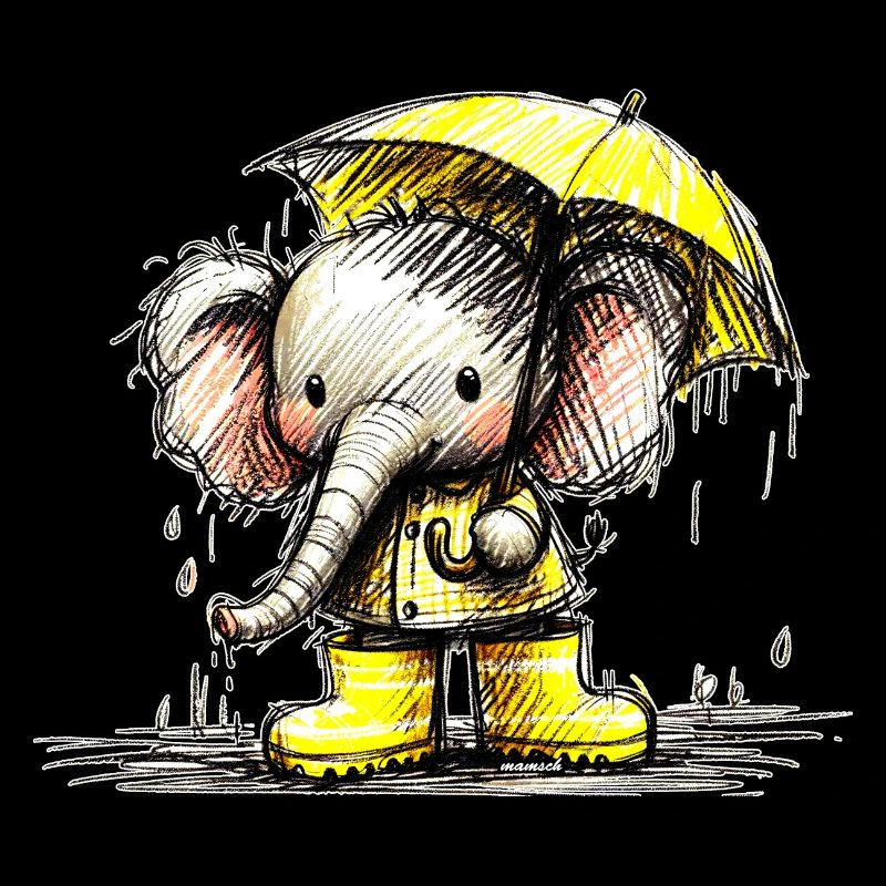 Elephant in the rain