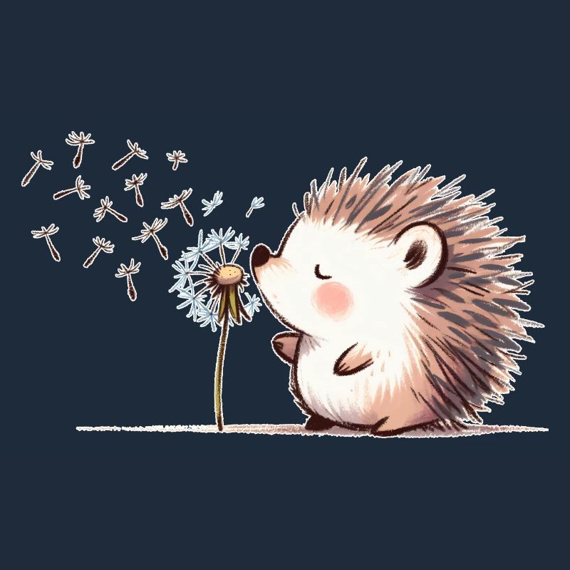 Igel mit Pusteblume