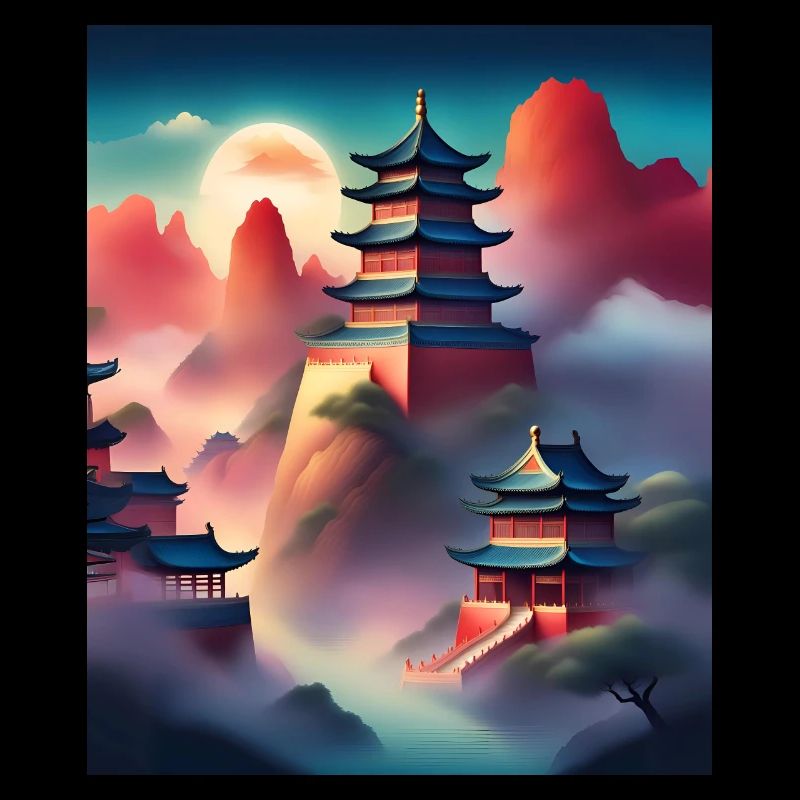 Japanese castles on mountains