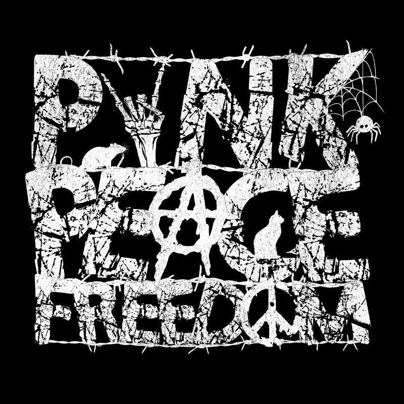 Punk Paix Liberté Impression graphique en détresse