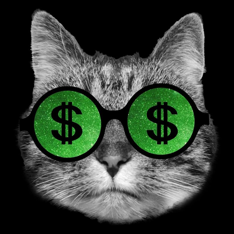 Drôle de chat riche avec des lunettes de signe de dollar