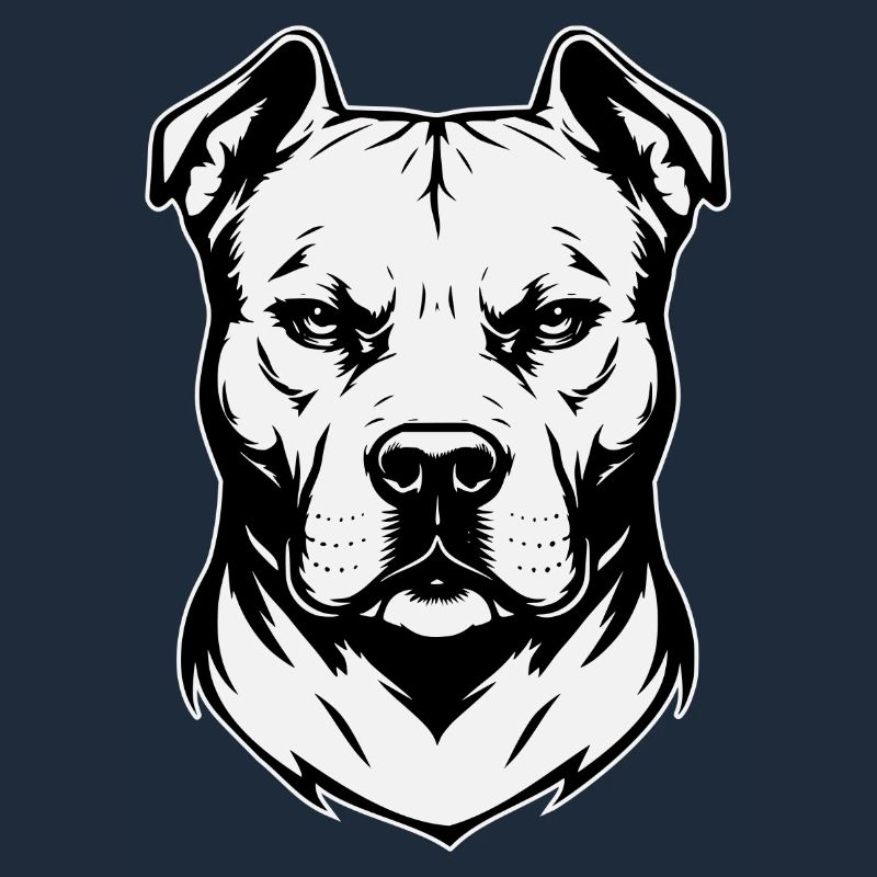 Pitbull Head Design Black & White