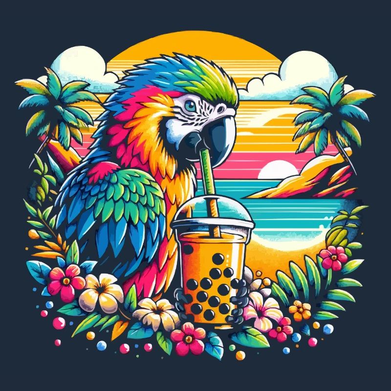Funny Boba Tea Lover Bubble Tea Parrot