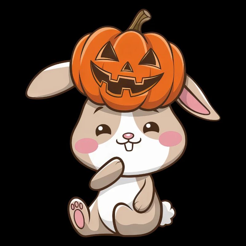 Mignon Halloween Lapin Citrouille Dessin Animé Octobre