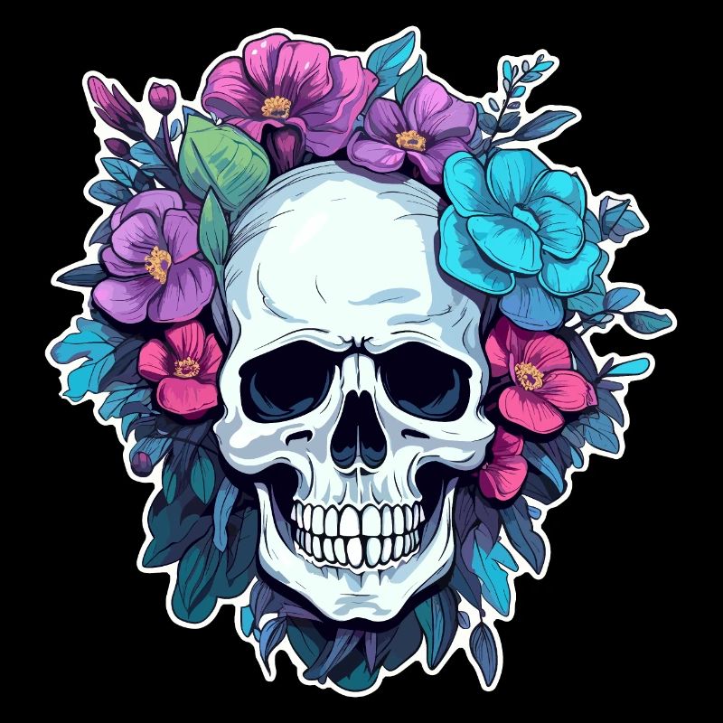 Menschlicher Schädel & Blumen 29