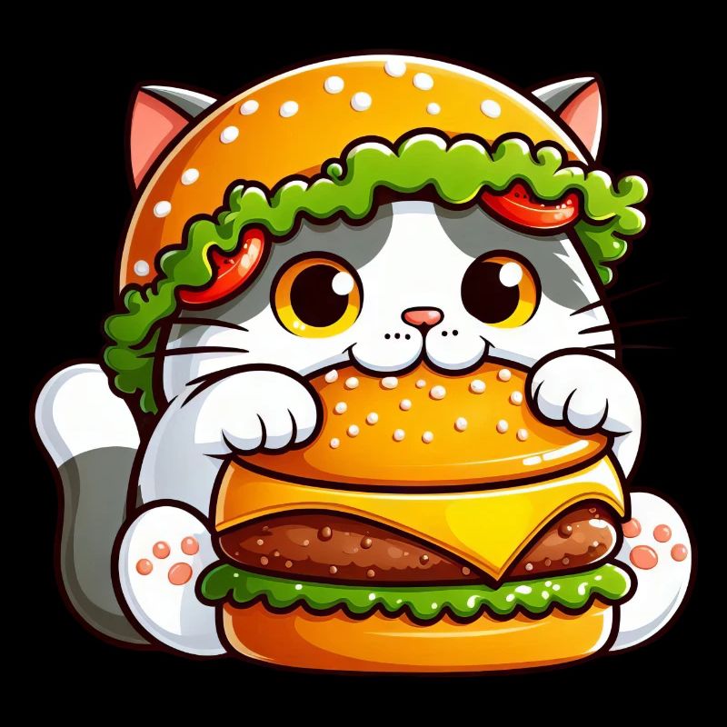 Cat Cat Cheeseburger Fast Food Whimsical Hat