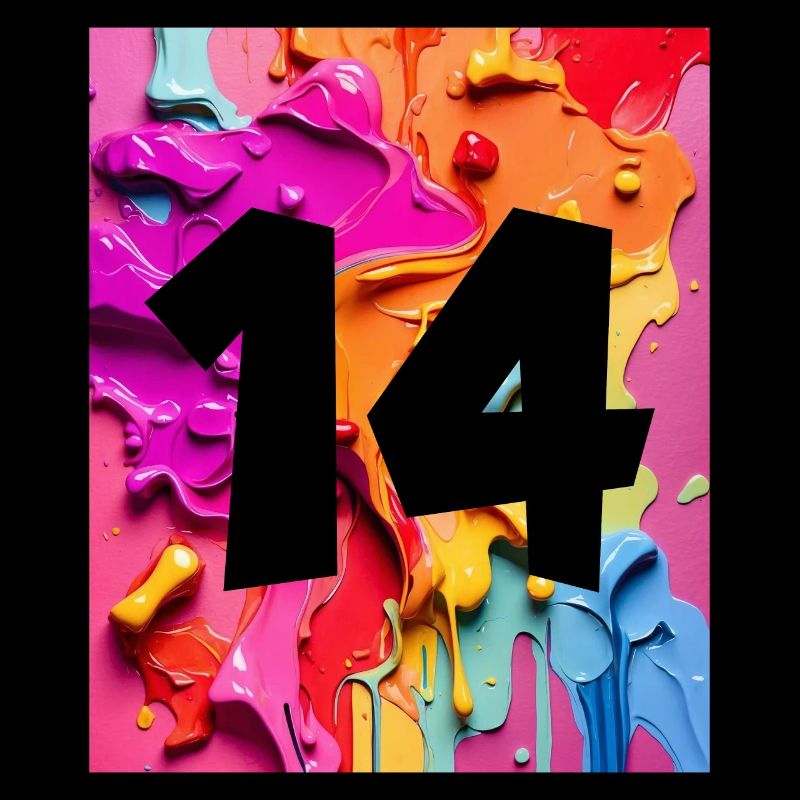 NR. 14 NUMMER 14 BUNT 14. GEBURTSTAG