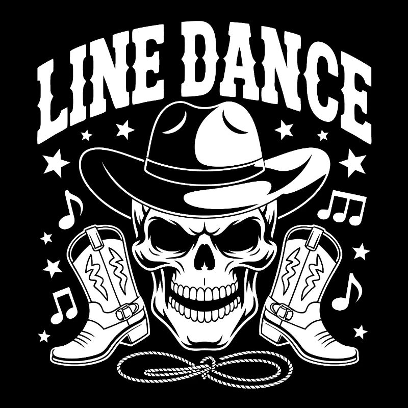 Line Dance Skull with Stetson and Boots and Lasso