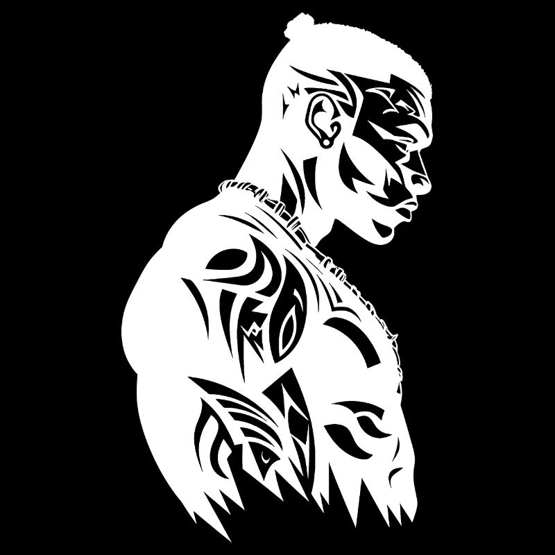 Tribal Boxer / Fighter Logo Tattoo Design