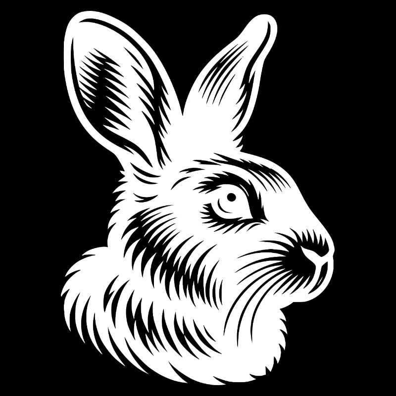 Portrait de lapins avec de grandes oreilles style de tatouage