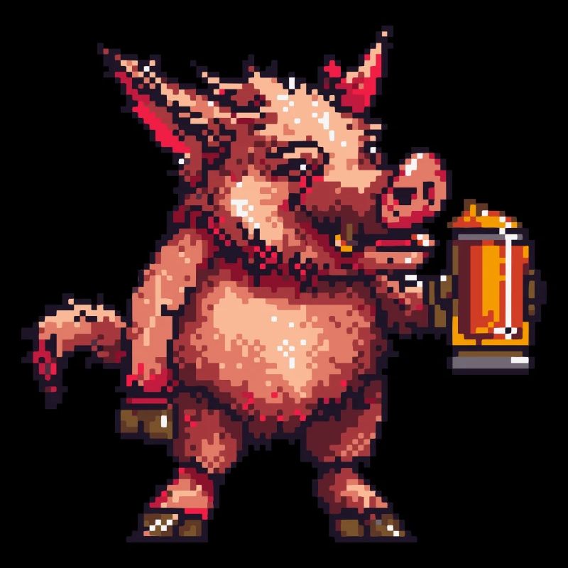 Schwein Bier Pixel Wildschwein
