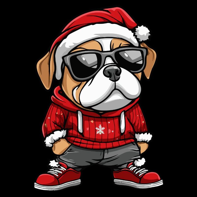 Bouledogue chien Noël Cool Noël