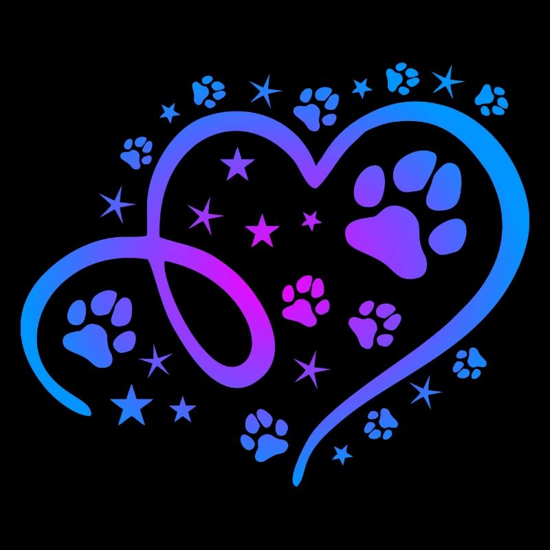 Herz mit Pfötchen und Sternen