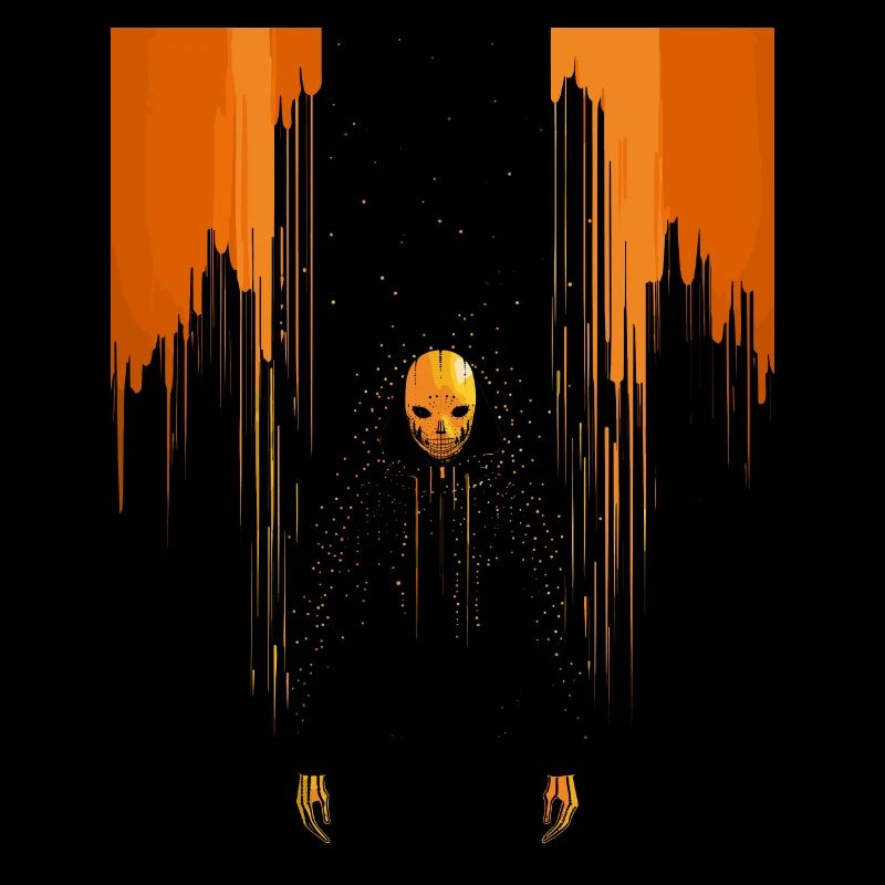 Scary orange skull man wearing cape