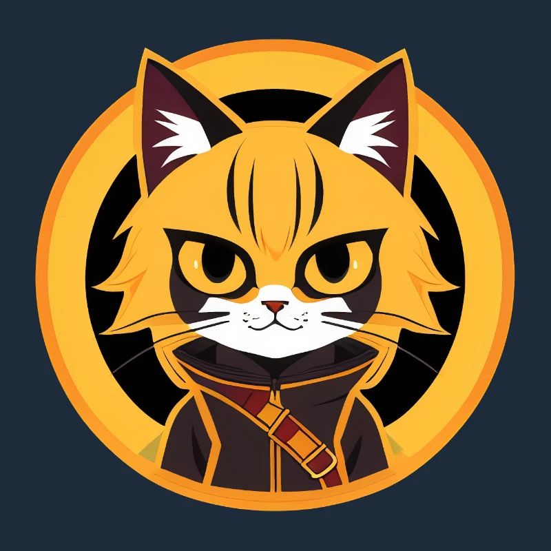 Dessin de chat d’anime orange et jaune