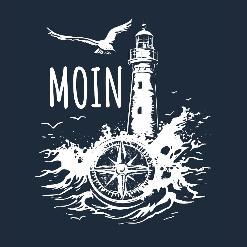 Moin - Leuchtturm - Möwe, Wellen, Geschenk