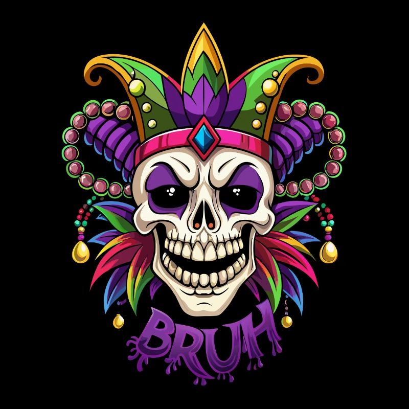 Mardi Gras Bruh - Carnival - Skull - Gift