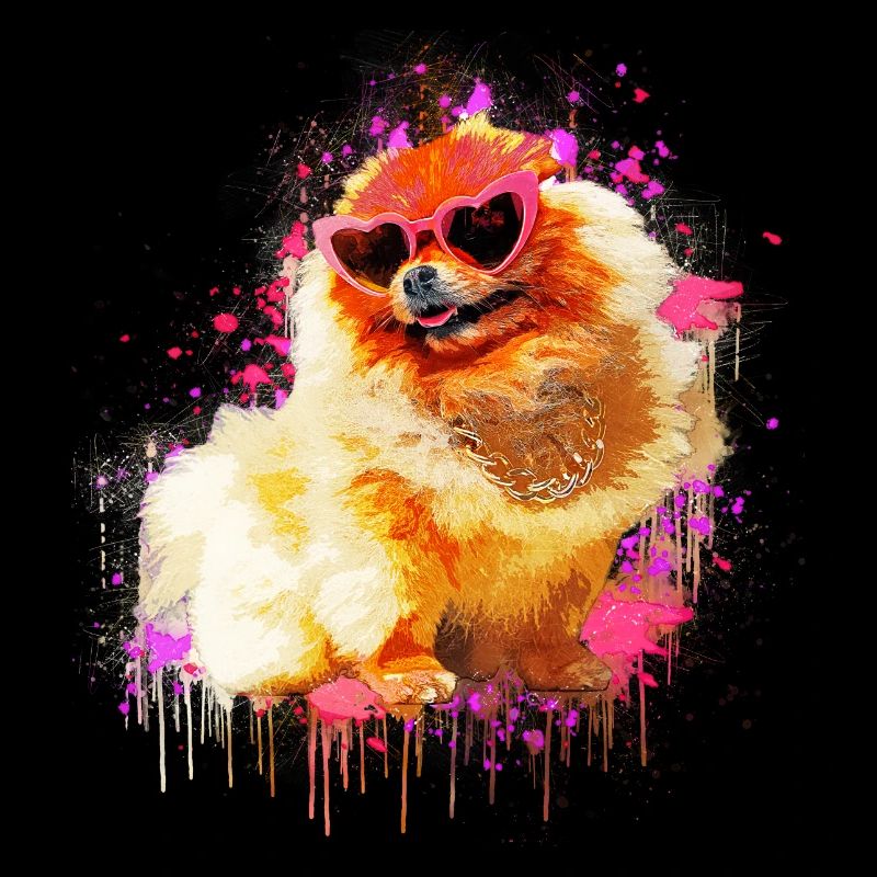 Zwergspitz mit Sonnenbrille Pommeranischer Spitz