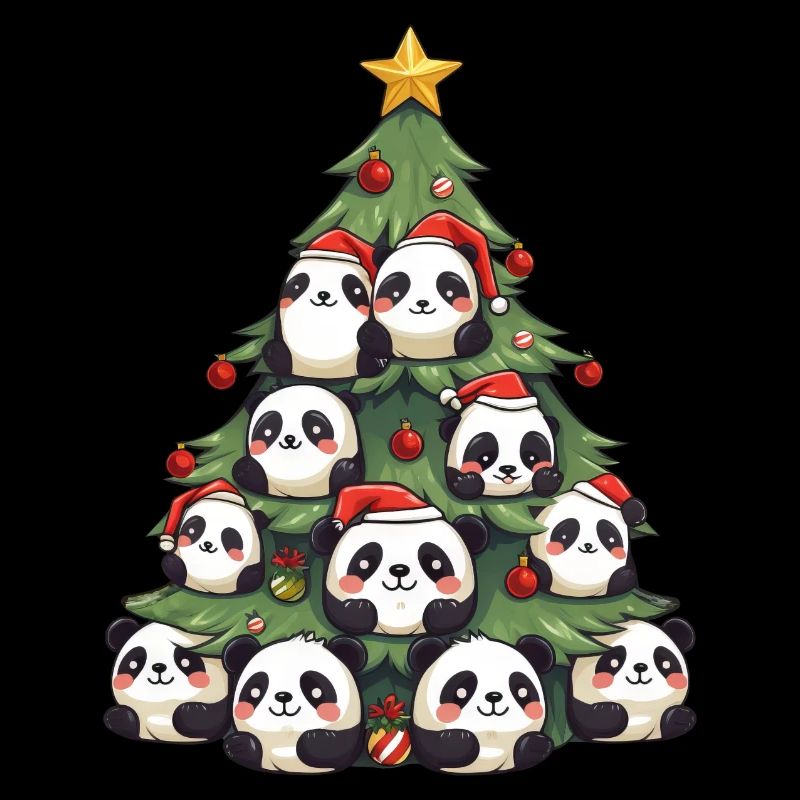 Christmas Panda - A Festive Tree with a