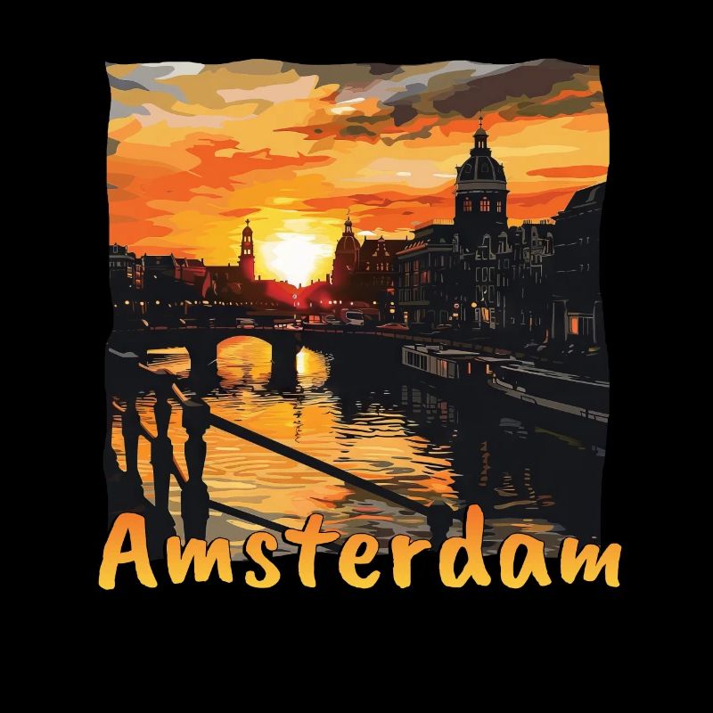 Amsterdam City Sunset Canal Violette