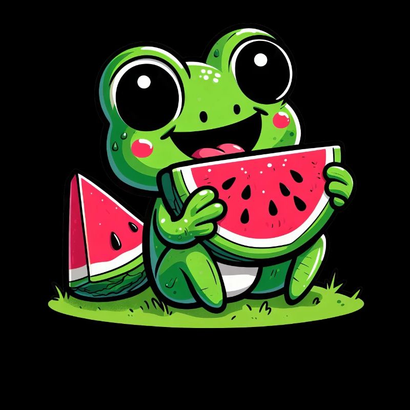 Grenouille kawaii à la pastèque