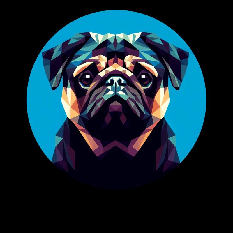 Chien carlin mignon dans le style polygonal