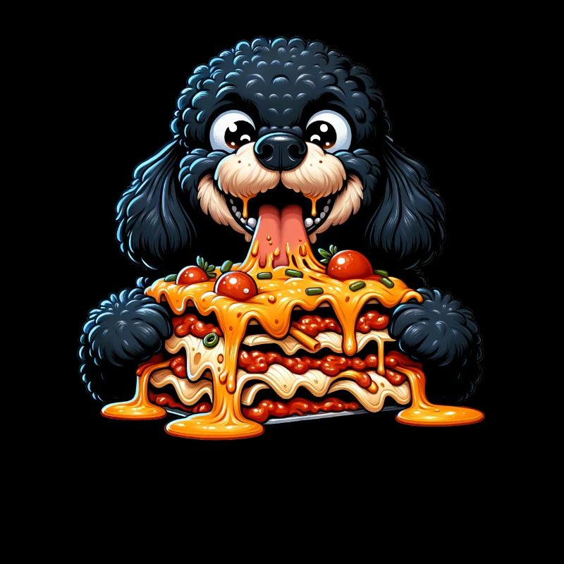 Le caniche noir aime la bande dessinée Lasagne