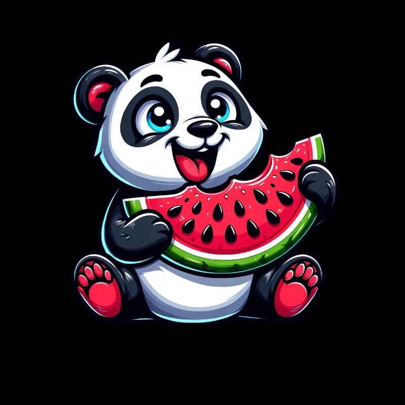 Panda mit Wassermelone Fruchtig Lustig