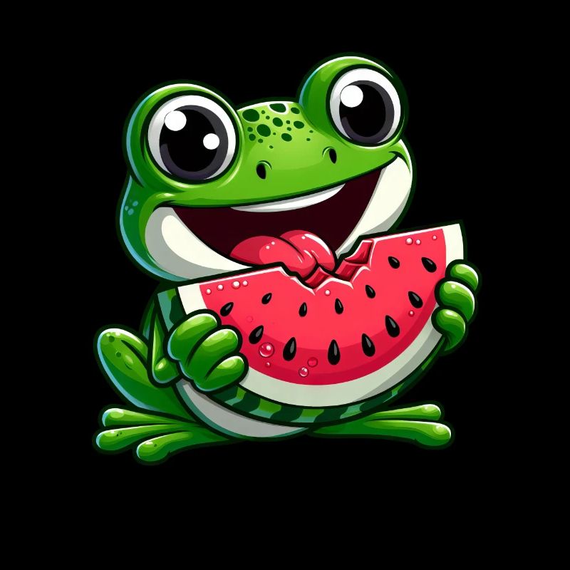 Grenouille Avec Pastèque Fruité Drôle