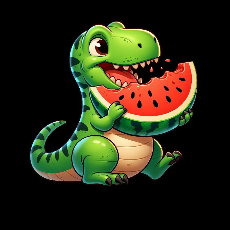 T-Rex with Melon Sweet Watermelon Cartoon Summer