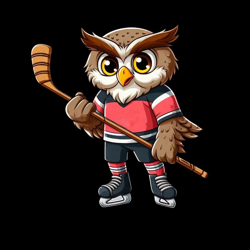 Lustige Eule Eishockeyspieler Comic Eishockey