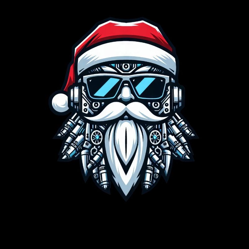 Weihnachtsmann Kopf Portrait Cool Cyborg Sonnenbri