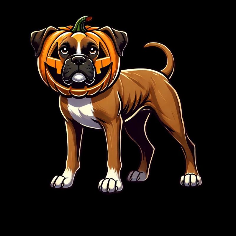 Mignon Halloween Boxer Chien Dessin animé Citrouille