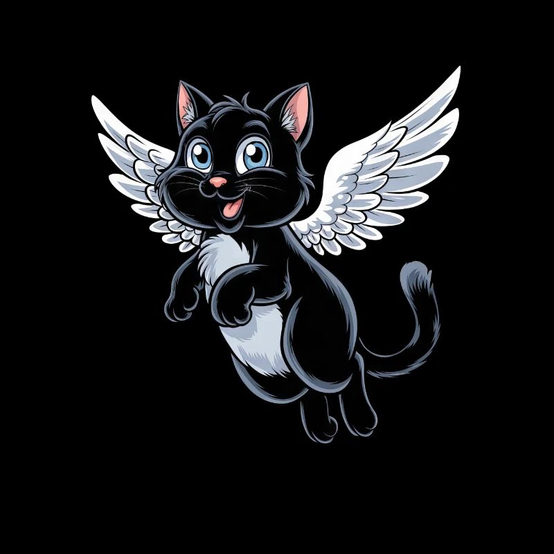 Chat noir avec des ailes d’ange