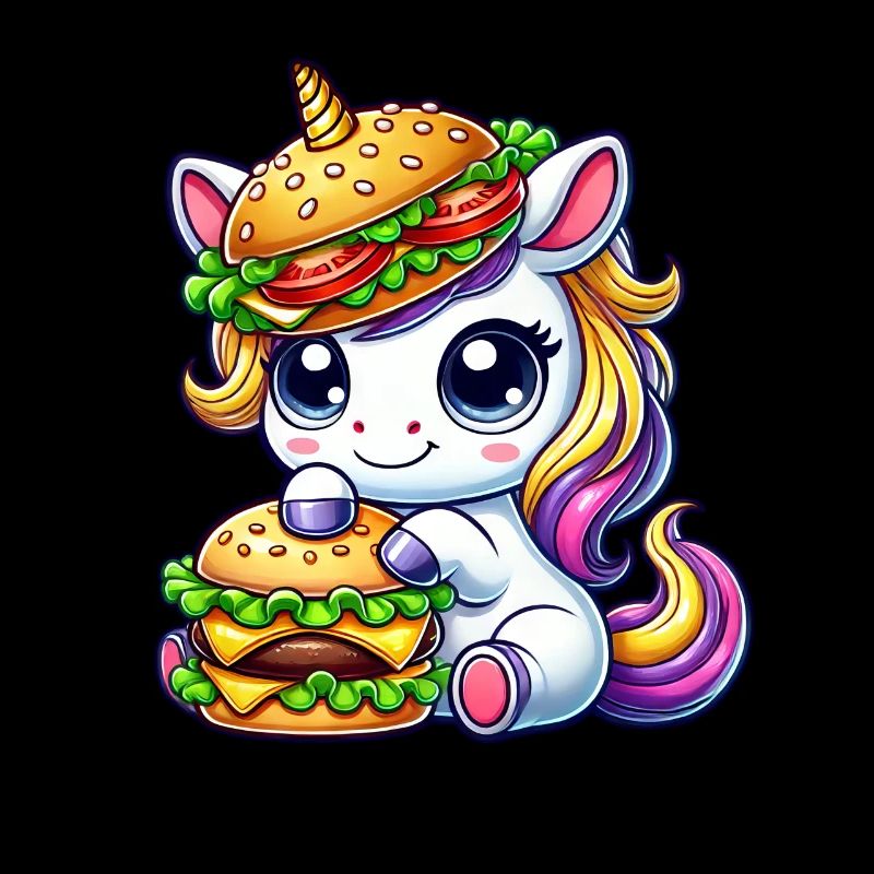 Mignon licorne hamburger cheeseburger dessin animé Skurr
