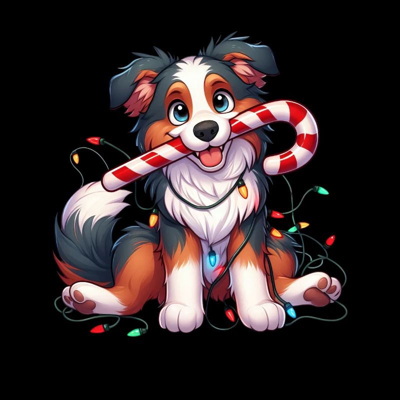 Christmas Dog Australian Shepard String Lights