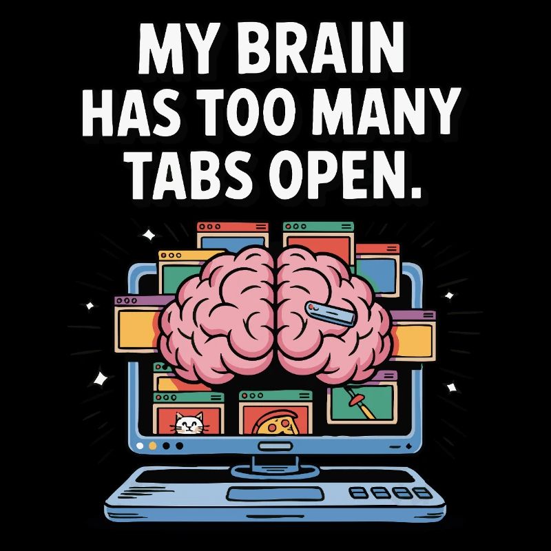 Trop d’onglets - ADD Brain Cartoon Design