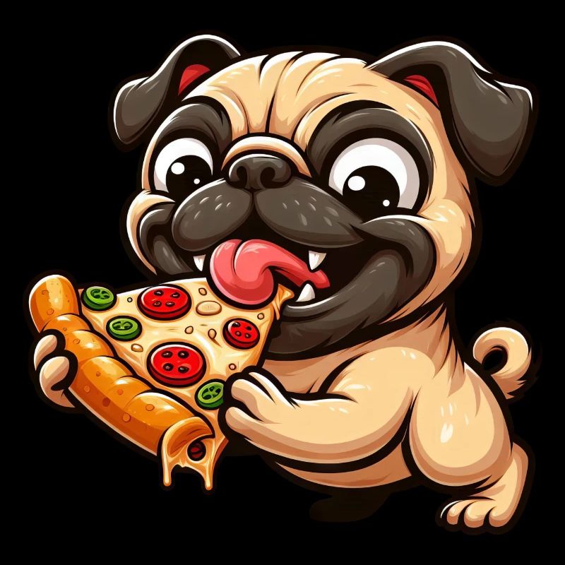 Drôle de chien de restauration rapide Carlin Pizza Fromage