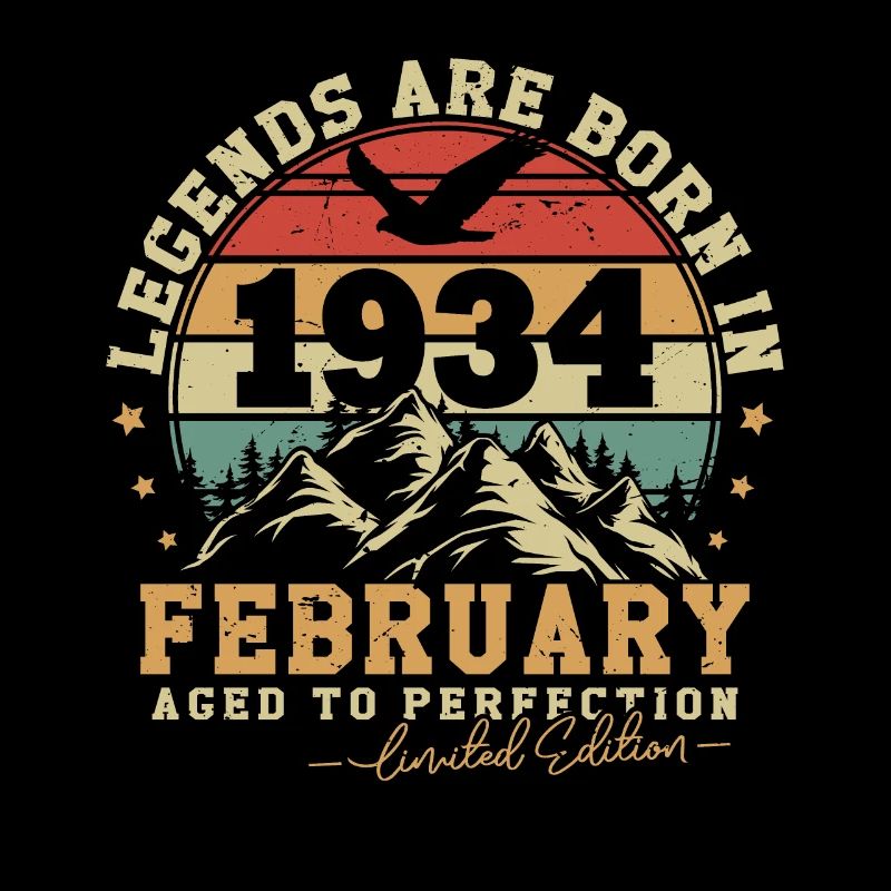 Février 1934 Vintage Rétro Anniversaire 1934