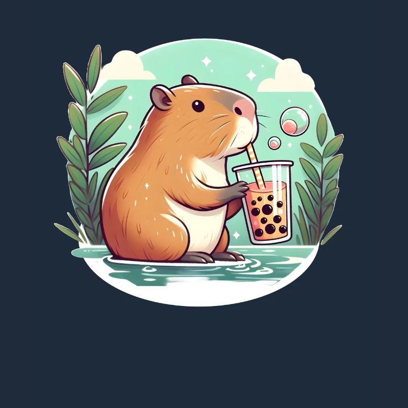 Capybara genießt Bubble Tea