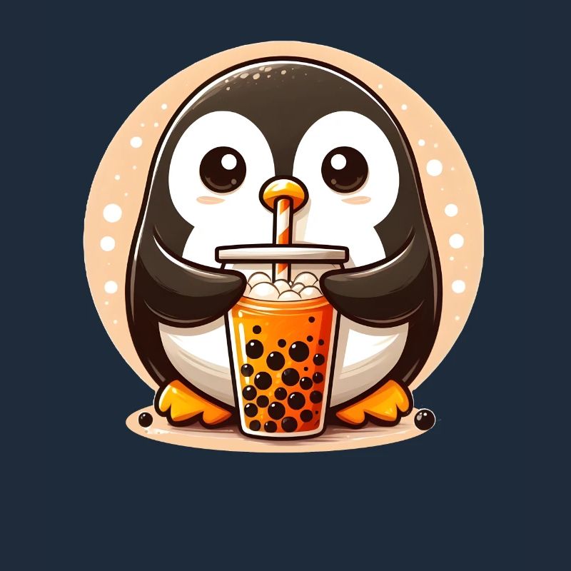 Pinguin genießt Bubble Tea