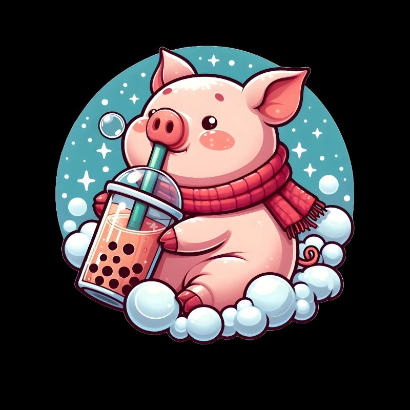 Schwein genießt Bubble Tea
