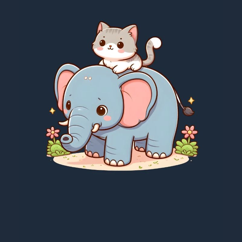 Le chat monte à dos d’éléphant