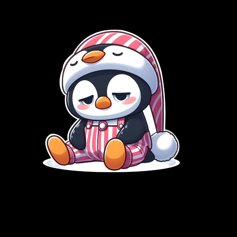 Pingouin endormi en pyjama