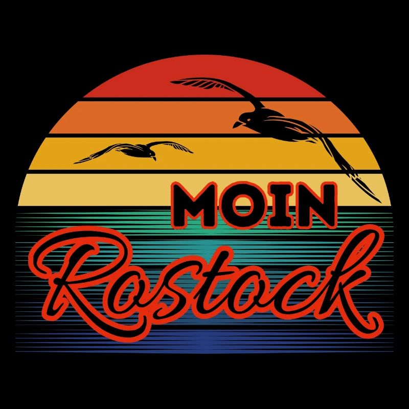 Moin Rostock mit Möwe im Retro Style
