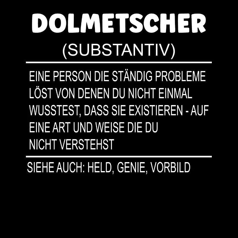 Wörterbuch Erklärung DOLMETSCHER Held, Genie, Vorb