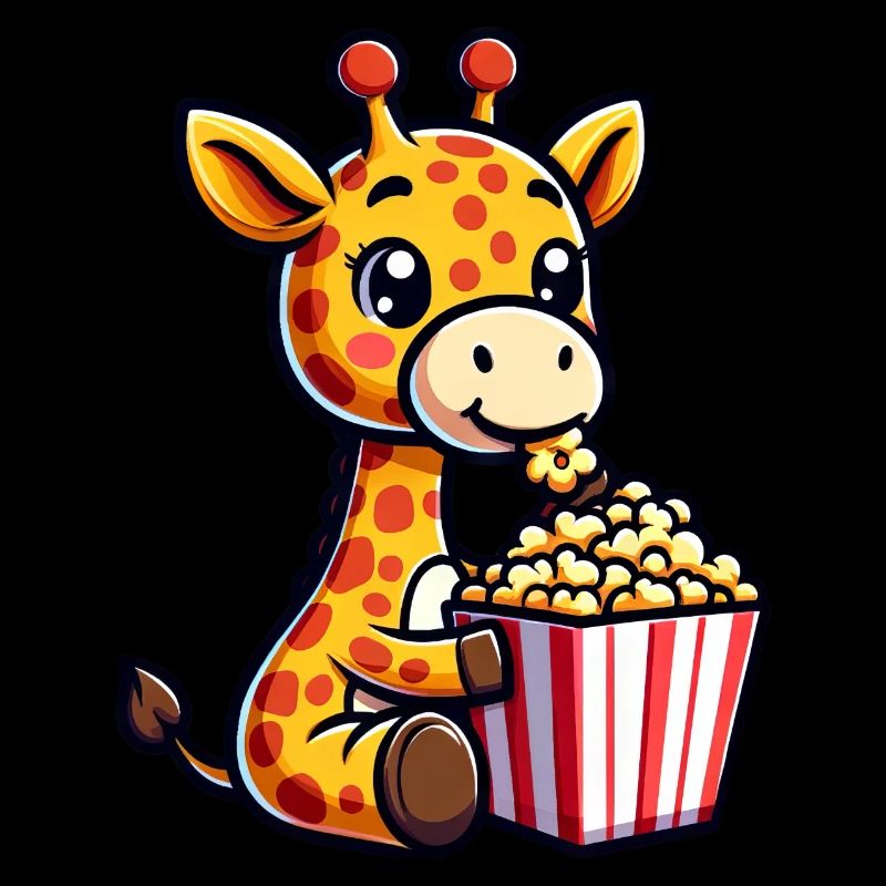 Süße Giraffe mit Popcorn Kino Karneval Comic
